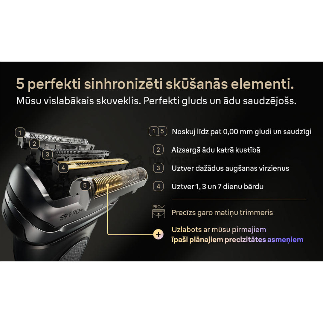 Braun Series 9 Pro+ Wet & Dry, 6 viename, SmartCare centras ir PowerCase, tamsiai pilkas - Skustuvas