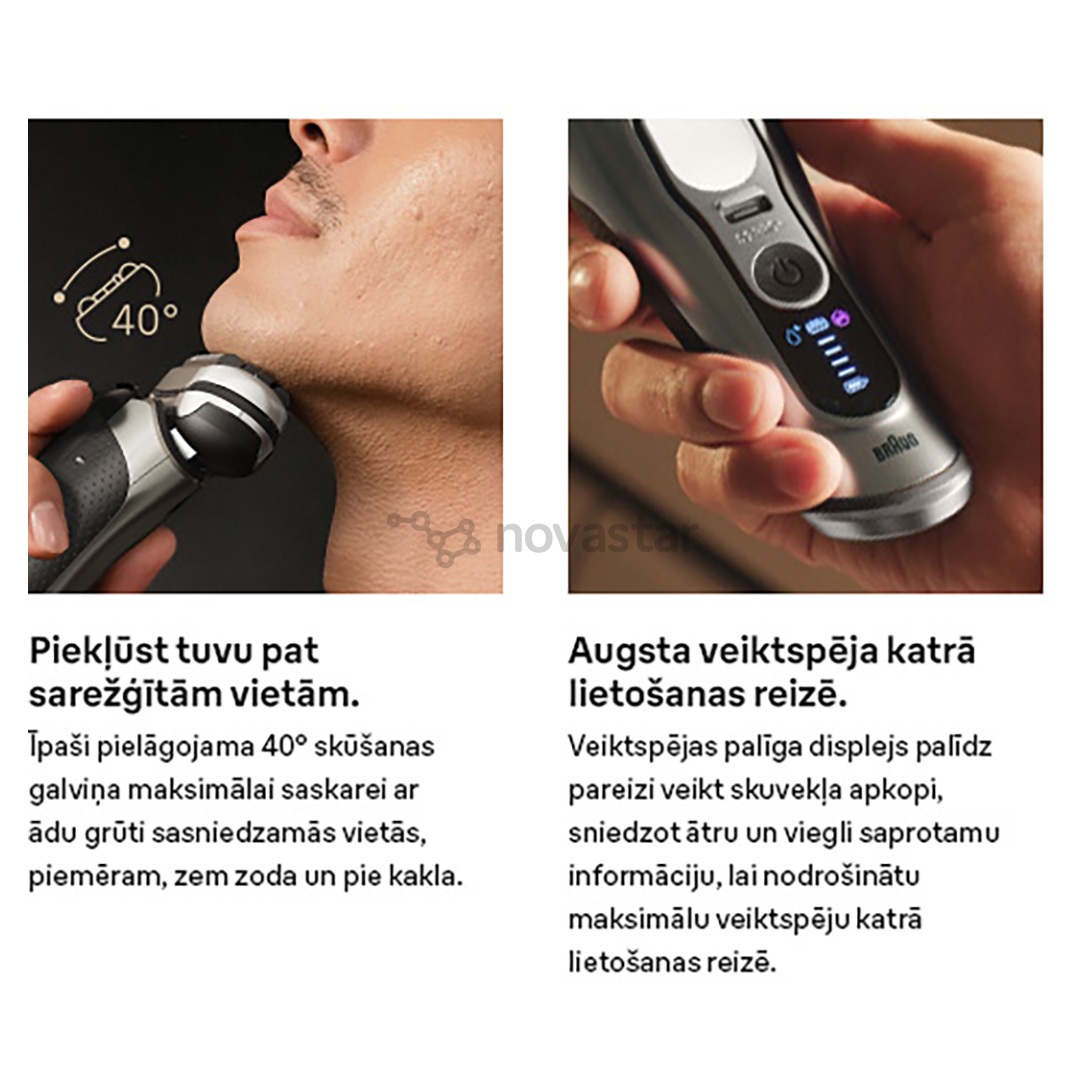 Braun Series 9 Pro+ Wet & Dry, станция SmartCare 6 в 1 и дорожный футляр PowerCase, темно-серый - Бритва