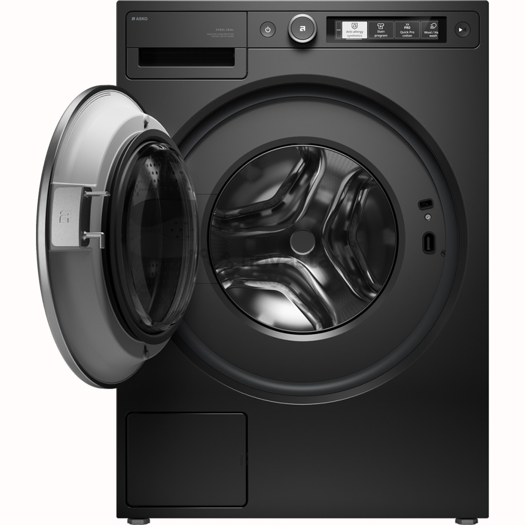 Asko Steel Seal, 9 kg, gylis 57,2 cm, 1600 aps./min., juoda - Skalbimo mašina