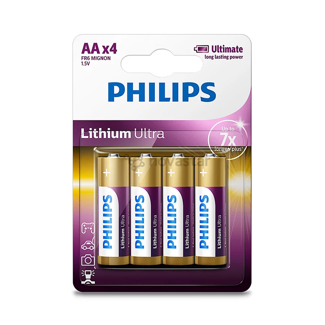 Philips Lithium Ultra, AA, 4 шт. - Батарейки