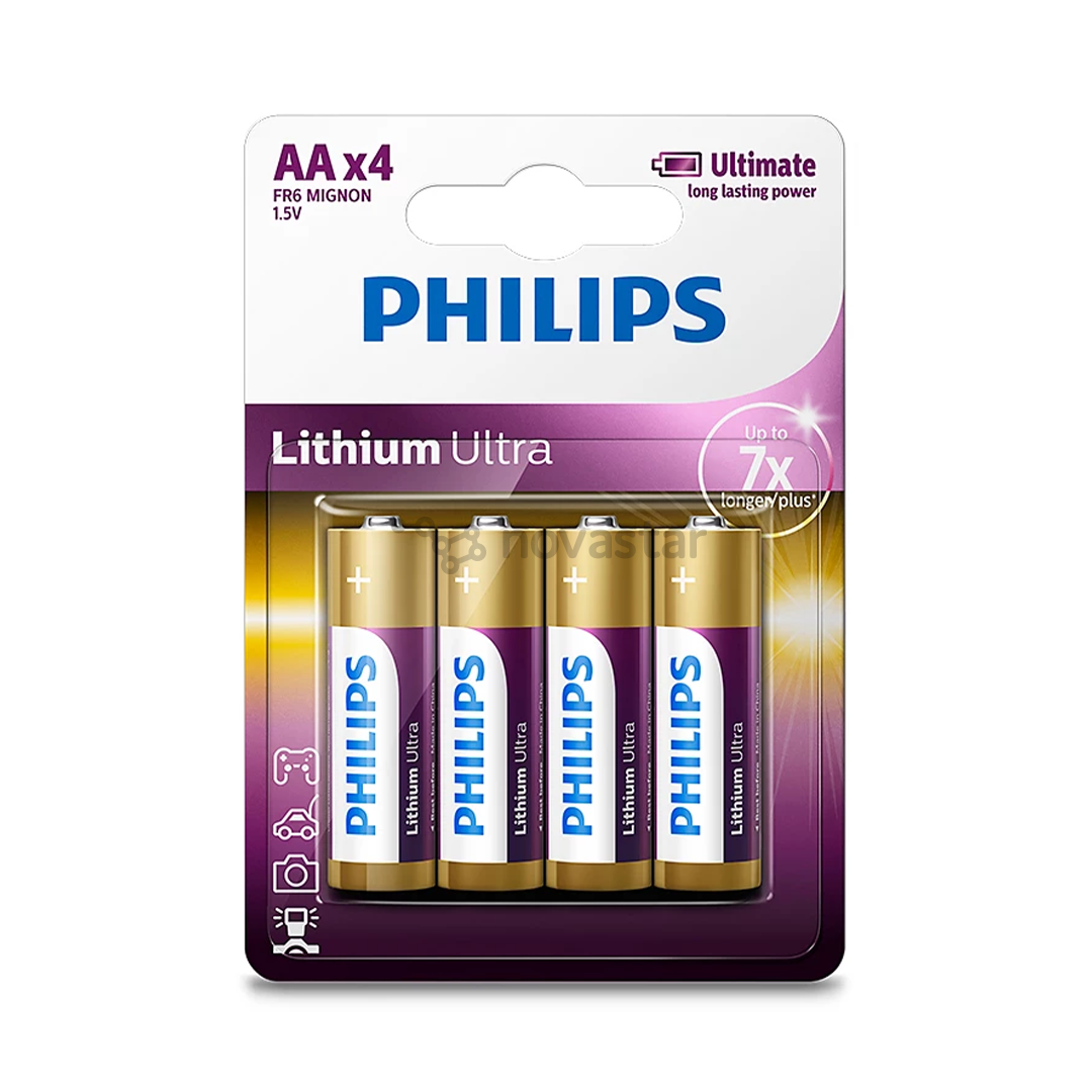 Philips Lithium Ultra, AA, 4 pc - Batteries