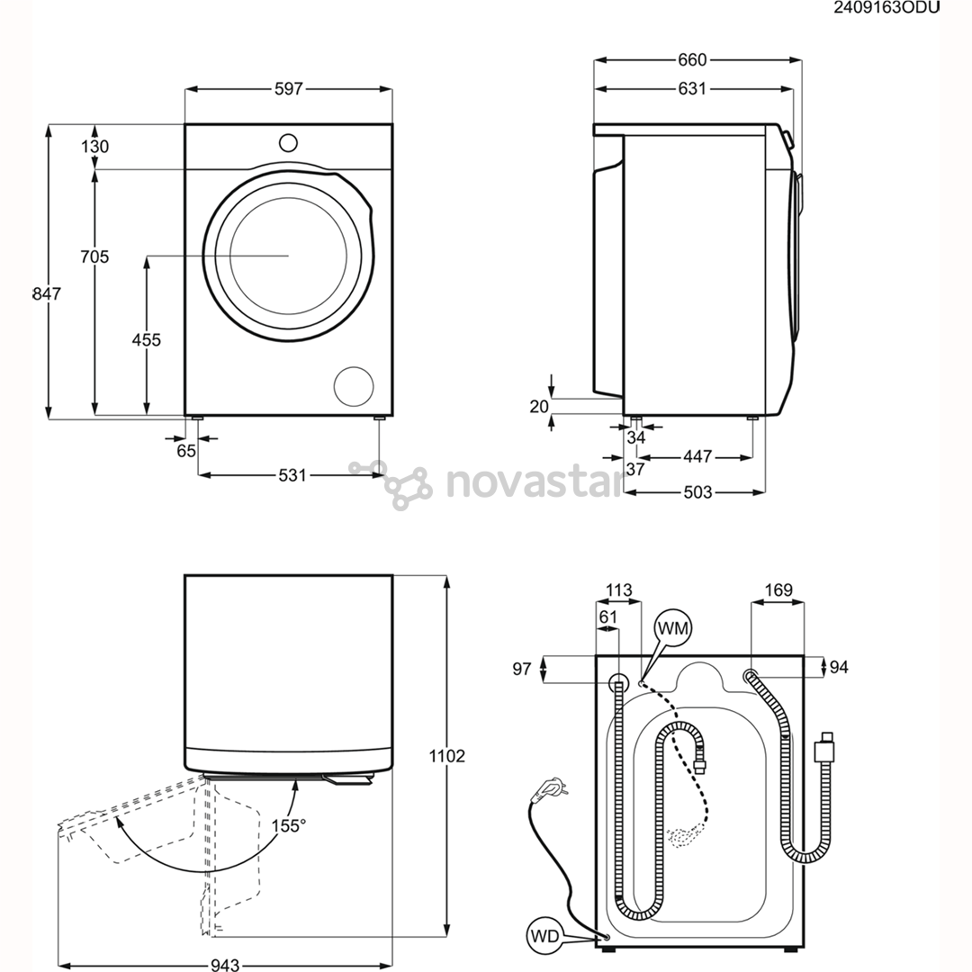 Electrolux 700 Series SteamCare, 9 kg, gylis 63,1 cm, 1600 aps./min. - Skalbimo mašina
