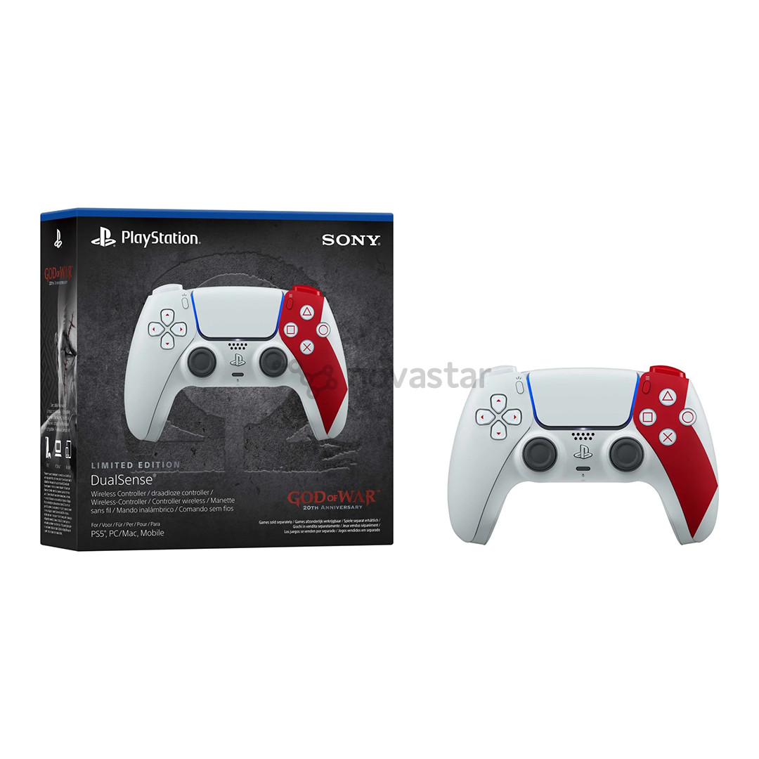 Sony DualSense God of War 20th Anniversary Limited Edition, PlayStation 5, baltas/raudonas - Žaidimų pultelis