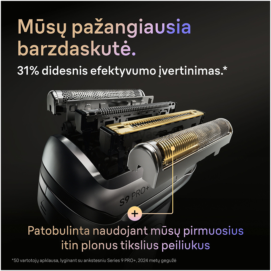 Braun Series 9 Pro+ Wet & Dry, 6 viename, SmartCare centras ir PowerCase, tamsiai pilkas - Skustuvas