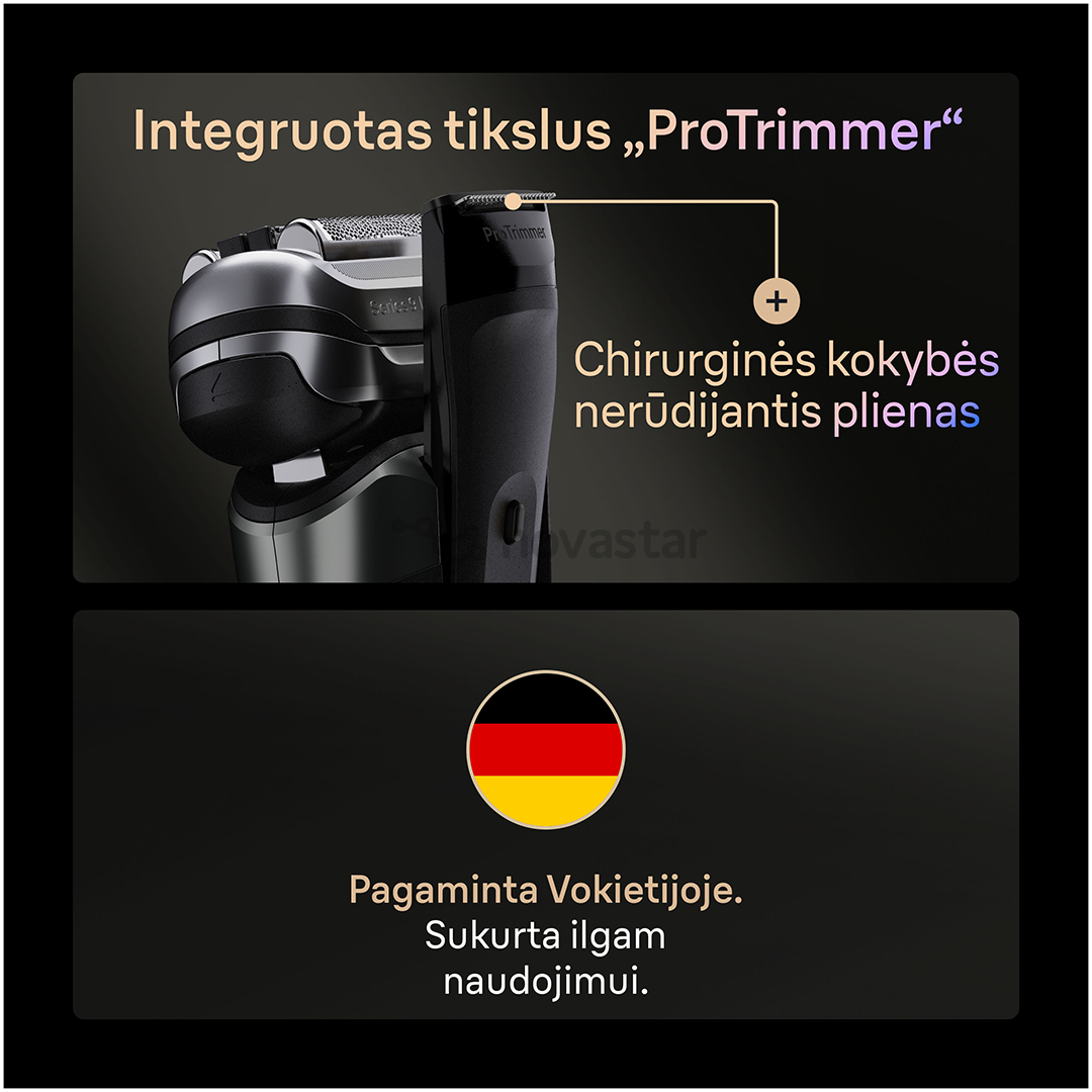 Braun Series 9 Pro+ Wet & Dry, станция SmartCare 6 в 1 и дорожный футляр PowerCase, темно-серый - Бритва