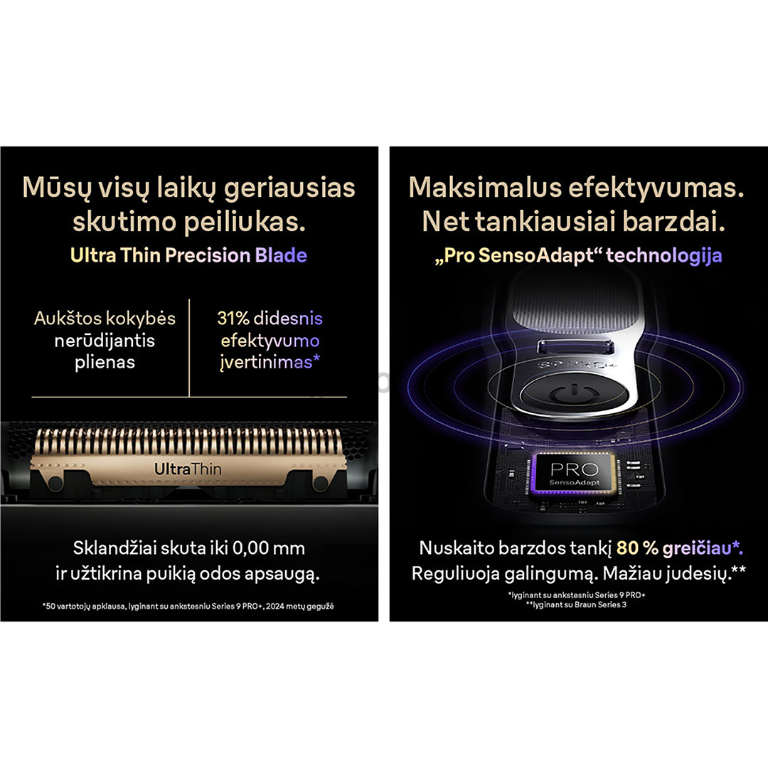 Braun Series 9 Pro+ Wet & Dry, 6 viename, SmartCare centras ir PowerCase, tamsiai pilkas - Skustuvas