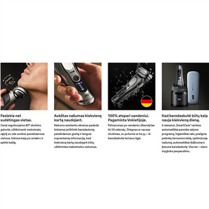 Braun Series 9 Pro+ Wet & Dry, 6 viename, SmartCare centras ir PowerCase, tamsiai pilkas - Skustuvas