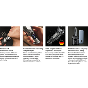 Braun Series 9 Pro+ Wet & Dry, станция SmartCare 6 в 1 и дорожный футляр PowerCase, темно-серый - Бритва