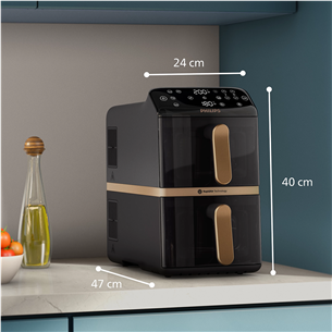 Philips Airfryer 4000 Series Stacked Dual Basket, 2300 Вт, 10 л, черный - Аэрогриль