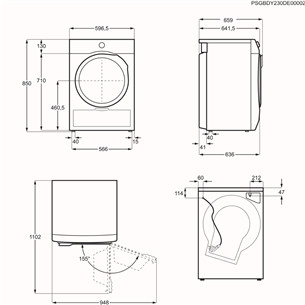 Electrolux 800 Series UltraCare, 8 кг, глубина 63,6 см - Сушильная машина