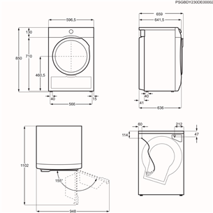 Electrolux 800 Series UltraCare, 8 кг, глубина 63,6 см - Сушильная машина