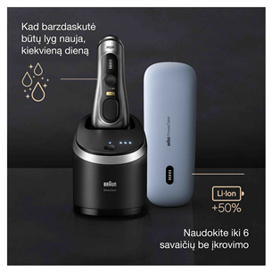 Braun Series 9 Pro+ Wet & Dry, станция 6 в 1 SmartCare и зарядный футляр PowerCase, серебристый - Бритва