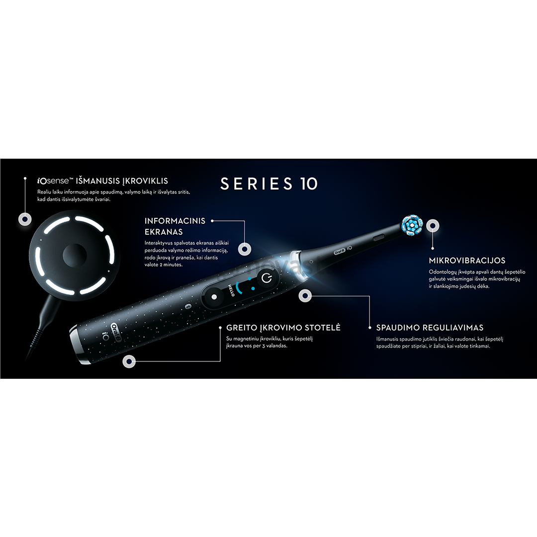 Braun Oral-B iO 10, baltas - Elektrinis dantų šepetėlis