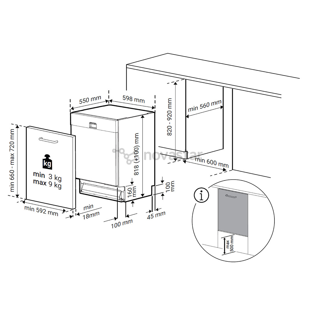 Beko, 15 place settings, width 59,8 cm - Built-in Dishwasher