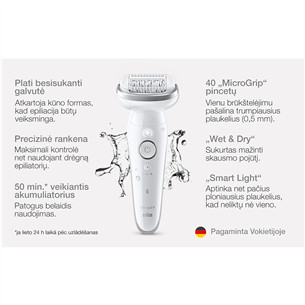 Braun Silk epil 9, Wet & Dry, white - Epilator