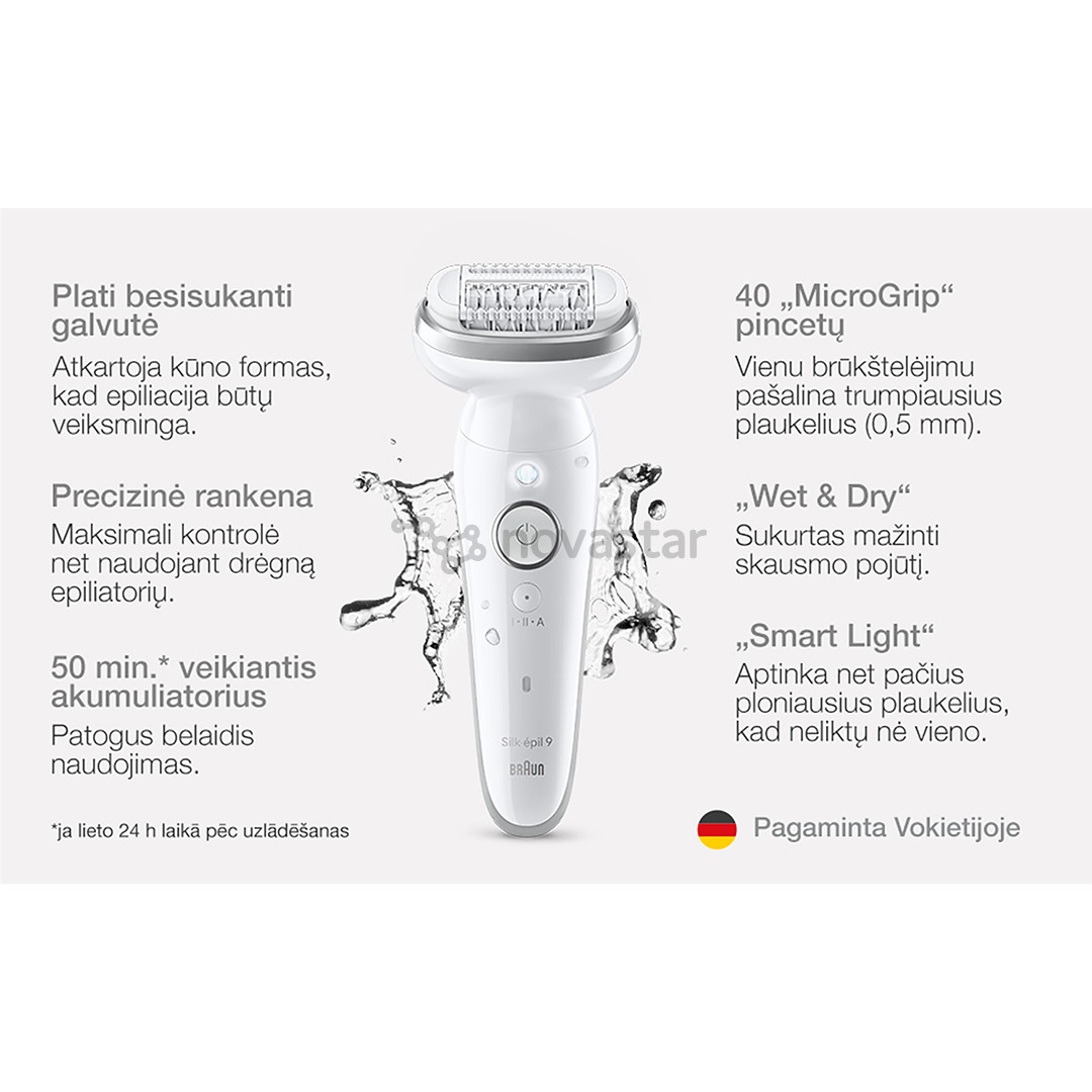 Braun Silk epil 9, Wet & Dry, white - Epilator
