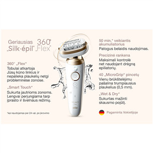 Braun Silk epil 9 Flex, baltas - Epiliatorius