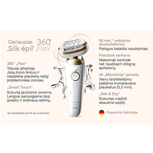 Braun Silk epil 9 Flex, white - Epilator