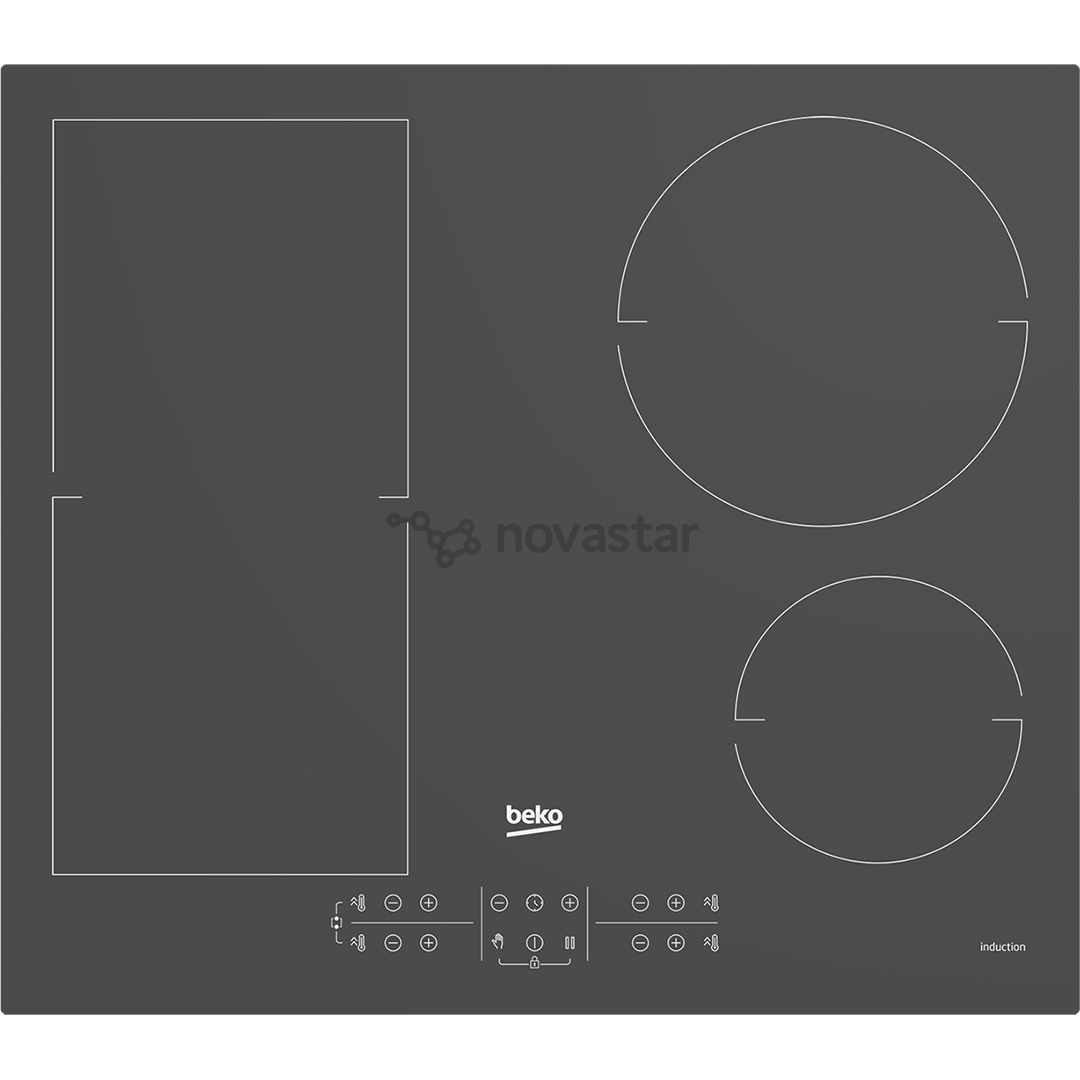 Beko IndyFlex, plotis 60 cm, tamsiai pilka - Įmontuojama indukcinė kaitlentė