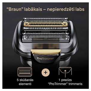 Braun Series 9 Pro+ Wet & Dry, станция 6 в 1 SmartCare и зарядный футляр PowerCase, серебристый - Бритва