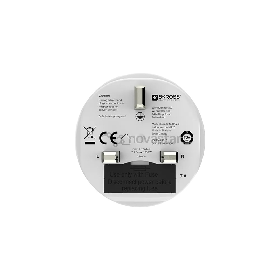 Skross Europe to UK, белый - Дорожный адаптер