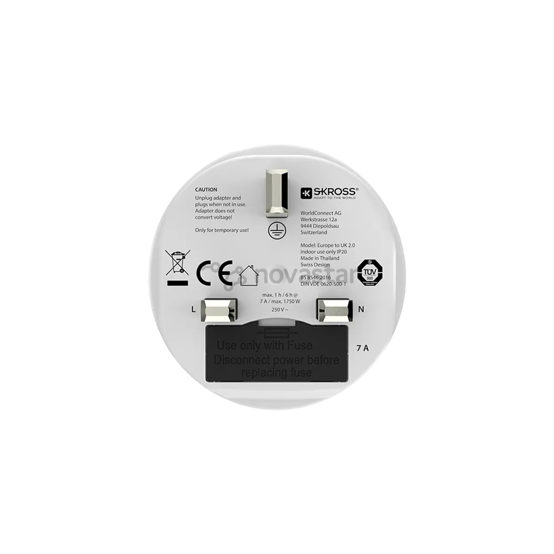 Skross Europe to UK, baltas - Adapteris