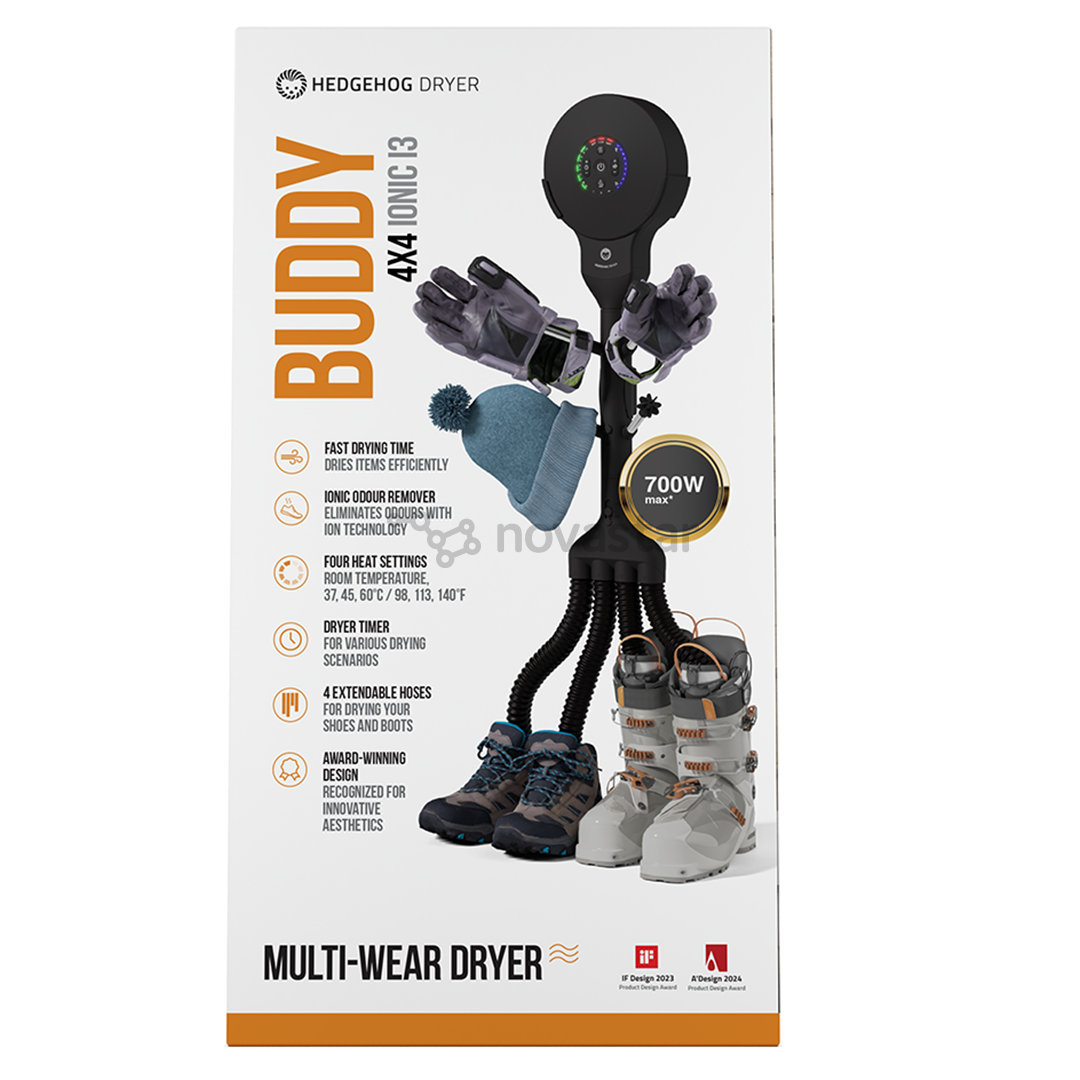 Hedgehog Buddy, 4x4, black - Shoe dryer