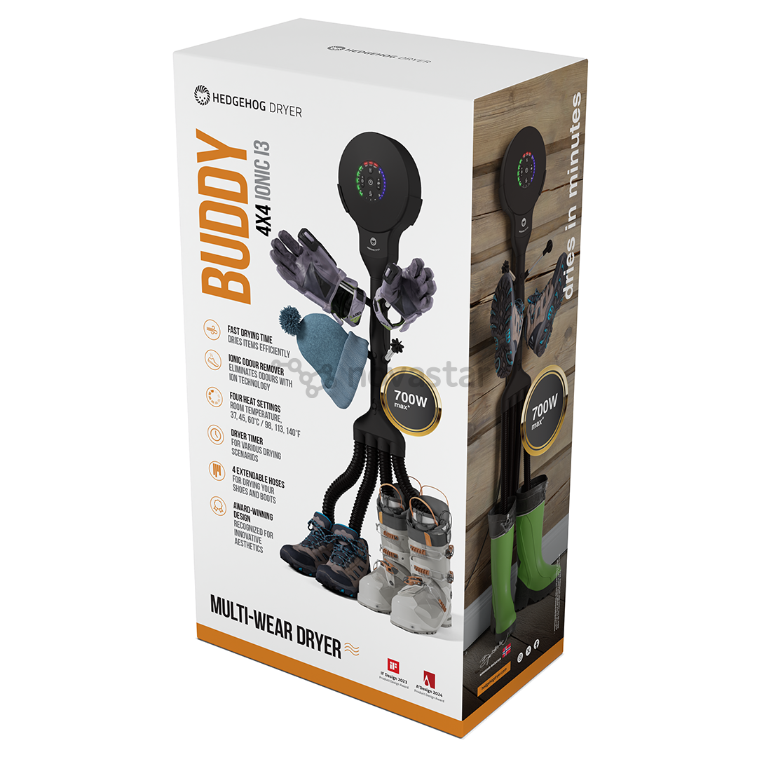 Hedgehog Buddy, 4x4, black - Shoe dryer