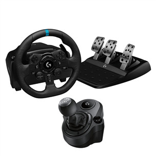 Logitech G923 + Driving Force Shifter, PC, PlayStation, juodas - Žaidimų vairas