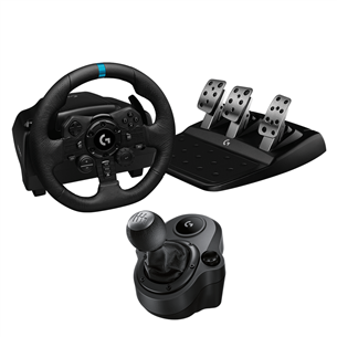 Logitech G923 + Driving Force Shifter, PC, PlayStation, juodas - Žaidimų vairas 991-000531
