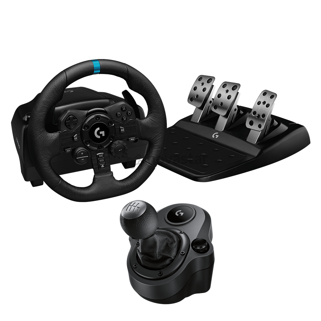 Logitech G923 + Driving Force Shifter, PC, PlayStation, juodas - Žaidimų vairas