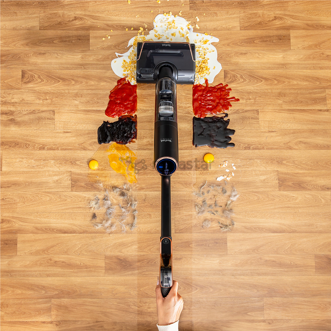 Tefal X-Clean 7, šlapias valymas, juodas/aukso spalvos - Belaidis siurblys kietoms grindims