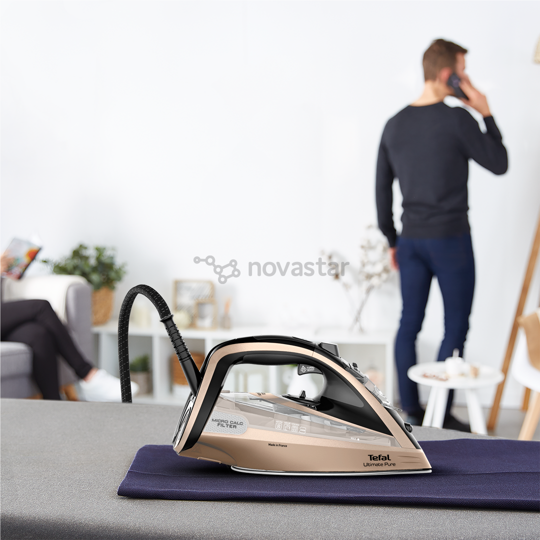 Tefal Ultimate Pure, 3200 Вт, черный/золотистый - Паровой утюг