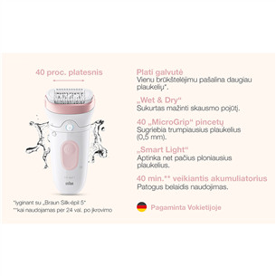 Braun Silk epil 7, сухое и влажное использование, белый/розовый - Эпилятор