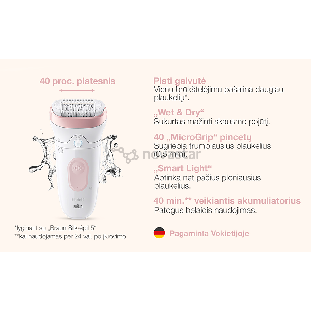Braun Silk epil 7, Wet & Dry, white/pink - Epilator