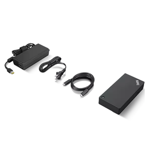 Lenovo ThinkPad Universal USB-C Dock, juoda - Universalių jungčių stotelė nešiojamam kompiuteriui