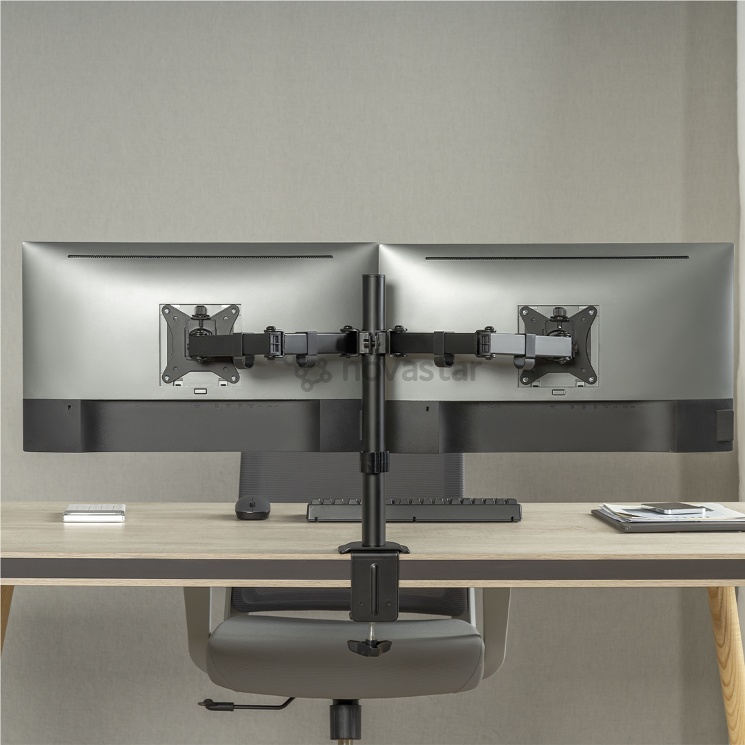 Deltaco Dual Desk Mount, 13-32'', juodas - Monitoriaus laikiklis