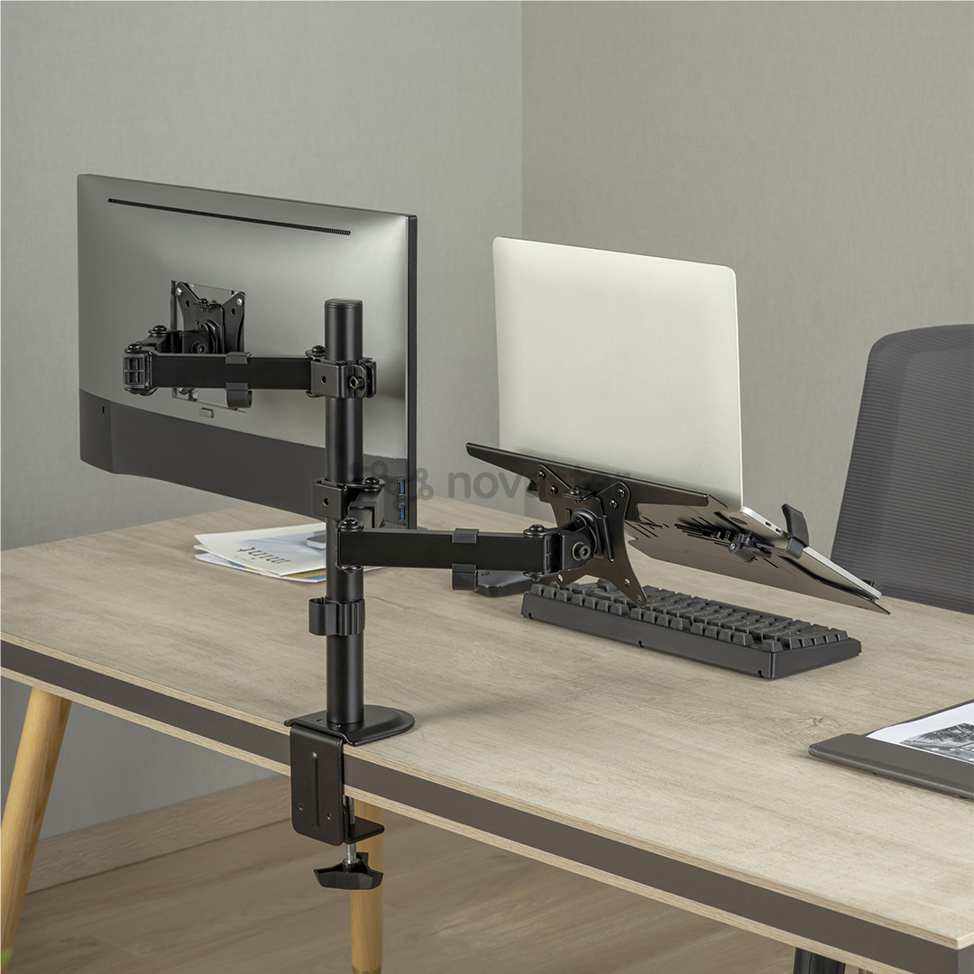 Deltaco Dual Desk Mount, 13-32'', juodas - Monitoriaus laikiklis