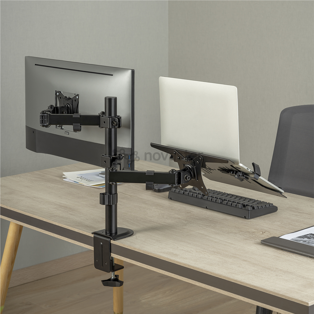 Deltaco Dual Desk Mount, 13-32'', juodas - Monitoriaus laikiklis