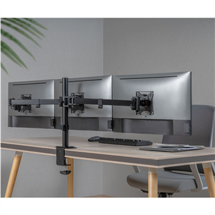 Deltaco Triple Desk Mount, 13-27'', juodas - Monitoriaus laikiklis