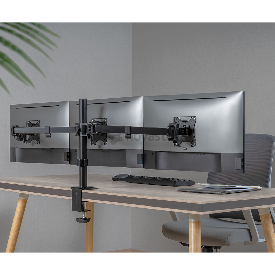 Deltaco Triple Desk Mount, 13-27'', black - Monitor stand