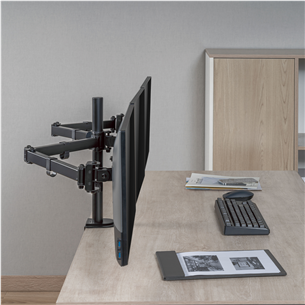Deltaco Triple Desk Mount, 13-27'', juodas - Monitoriaus laikiklis