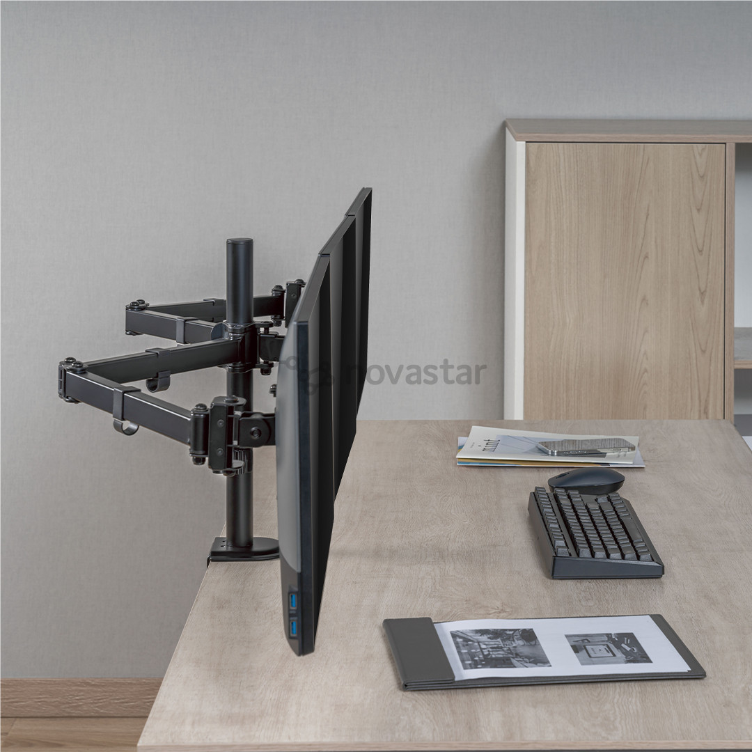 Deltaco Triple Desk Mount, 13-27'', black - Monitor stand