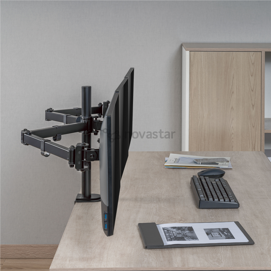 Deltaco Triple Desk Mount, 13-27'', juodas - Monitoriaus laikiklis