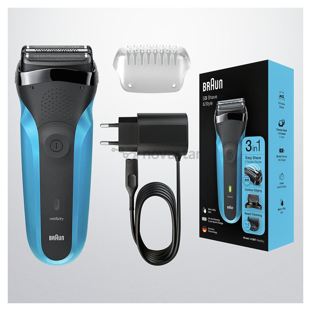 Braun Series 3 Shave & Style, Wet & Dry, синий - Бритва