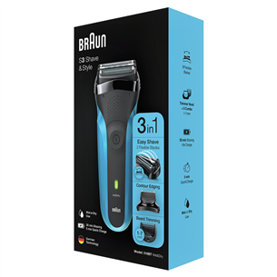 Braun Series 3 Shave & Style, Wet & Dry, синий - Бритва
