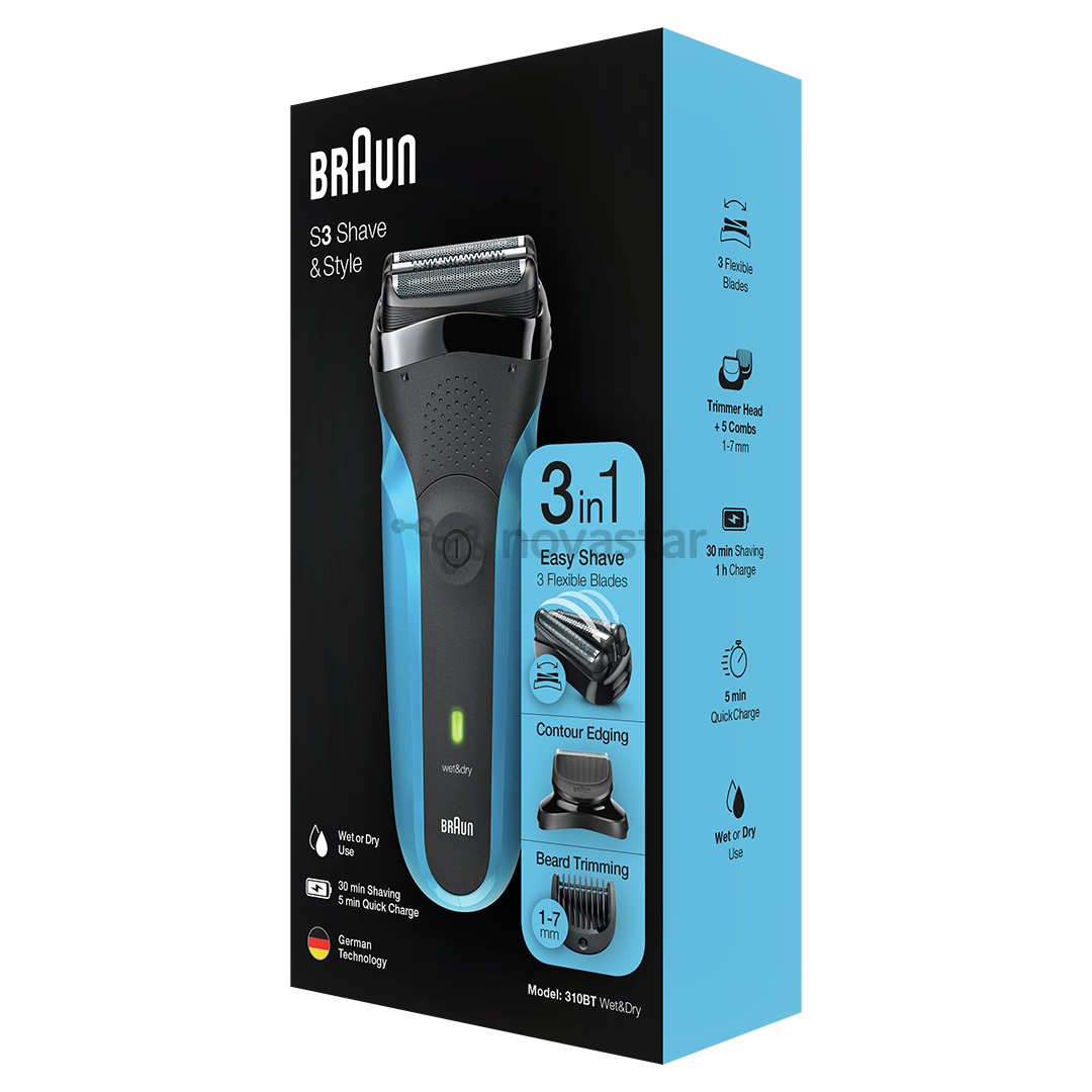 Braun Series 3 Shave & Style, Wet & Dry, синий - Бритва