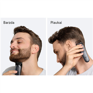 Plaukų kirpimo mašinėlė Braun Series 3, 8-in-1, tamsiai pilka
