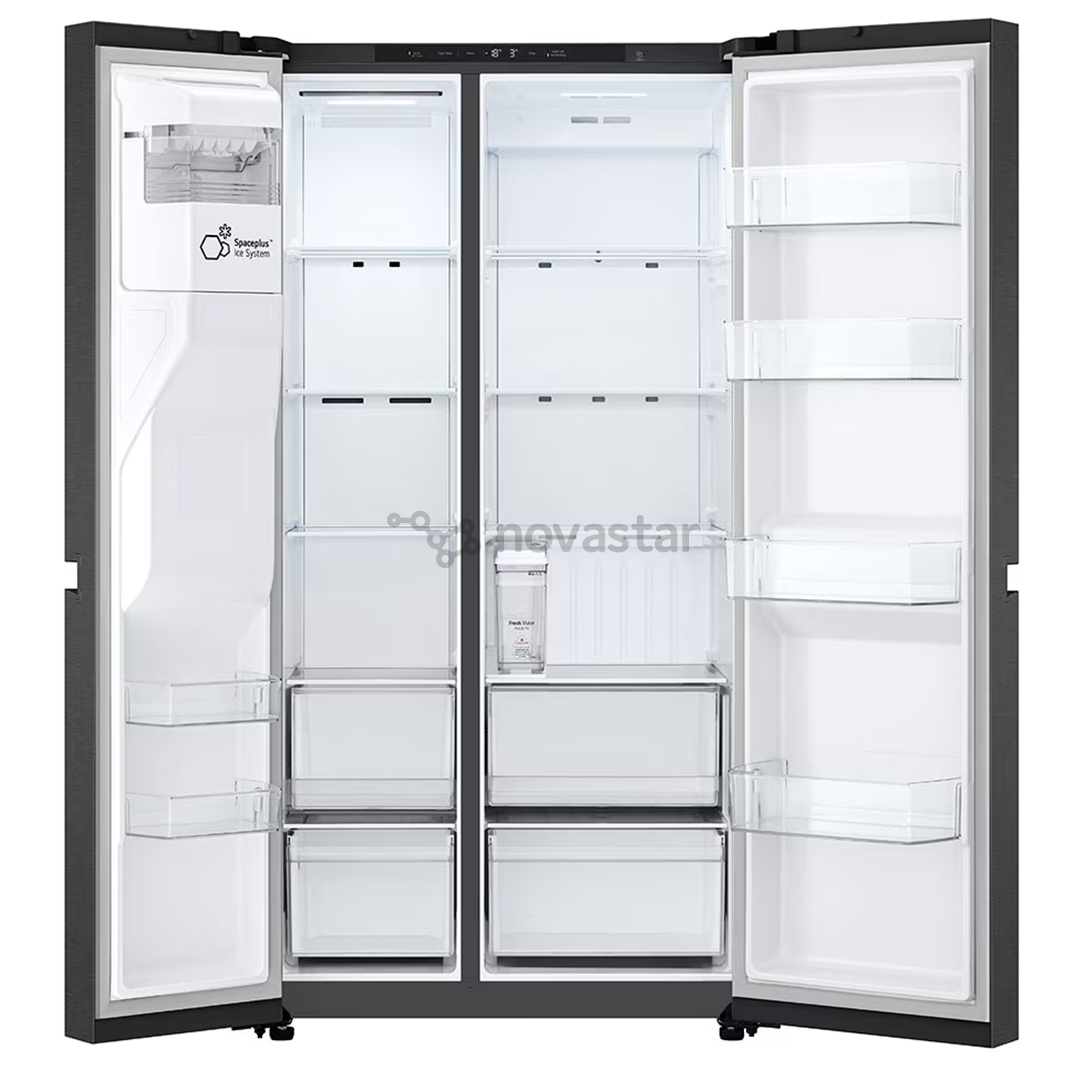 LG, Water & Ice Dispenser, 641 l, aukštis 179 cm, juodas - SBS šaldytuvas