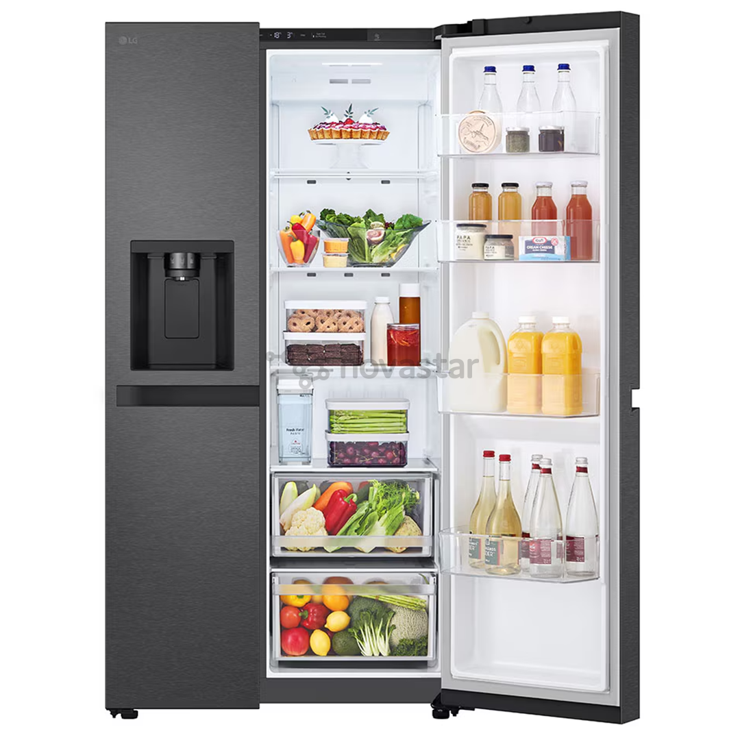 LG, Water & Ice Dispenser, 641 l, aukštis 179 cm, juodas - SBS šaldytuvas